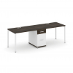 Concept Рабочая станция 2 места с 1 опорной тумбой CN.ORS-405 W Дуб Мали/Белый Бриллиант/Металл Белы