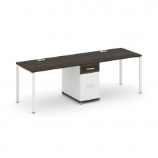 Concept Рабочая станция 2 места с 1 опорной тумбой CN.ORS-405 W Дуб Мали/Белый Бриллиант/Металл Белы