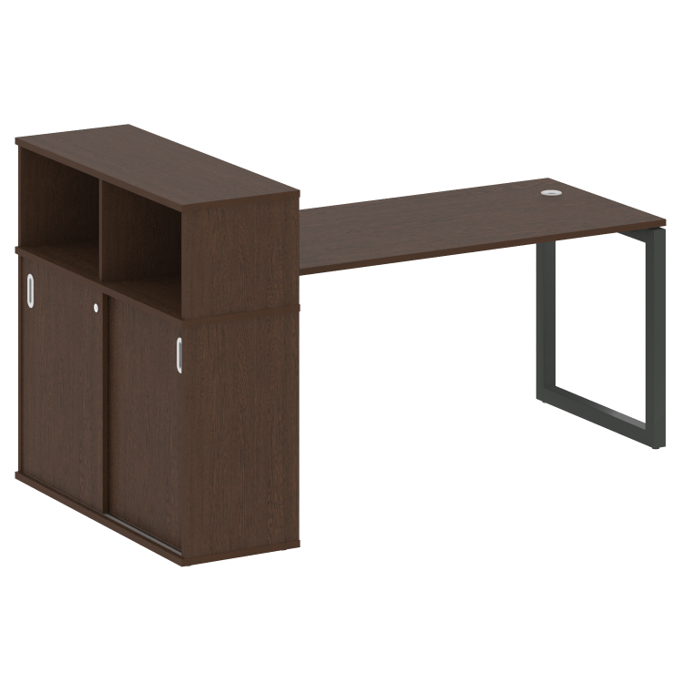Metal System Quattro Стол письменный с шкафом-купе на О-образном м/к 50БО.РС-СШК-3.4 Т Венге Цаво/Ме