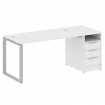 Metal System Рабочая станция с тумбой на О-образном м/к БО.РС-СТП-1.3 Белый/Металл Серый 1812*720*75