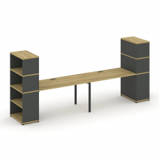 Concept Рабочая станция с опорными стеллажами с надставкой выс. CN.ORS-214 Дуб Винченцо/Антрацит/Мет