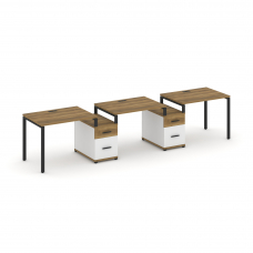 Concept Рабочая станция 3 места с 2 опорными тумбами CN.ORS-329 B Сандал Янтарный/Белый Бриллиант/Ме
