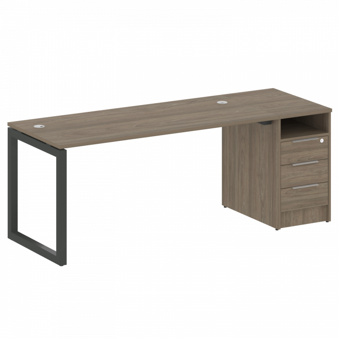 Метал Систем Куатро Рабочая станция с тумбой на О-образном м/к 50БО.РС-СТП-1.4 Вяз Благородный/Метал