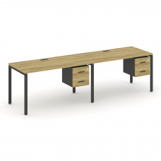 Concept Рабочая станция односторонняя с подвес. тумбами 2 места CN.ORS-114 A Дуб Винченцо/Антрацит/М
