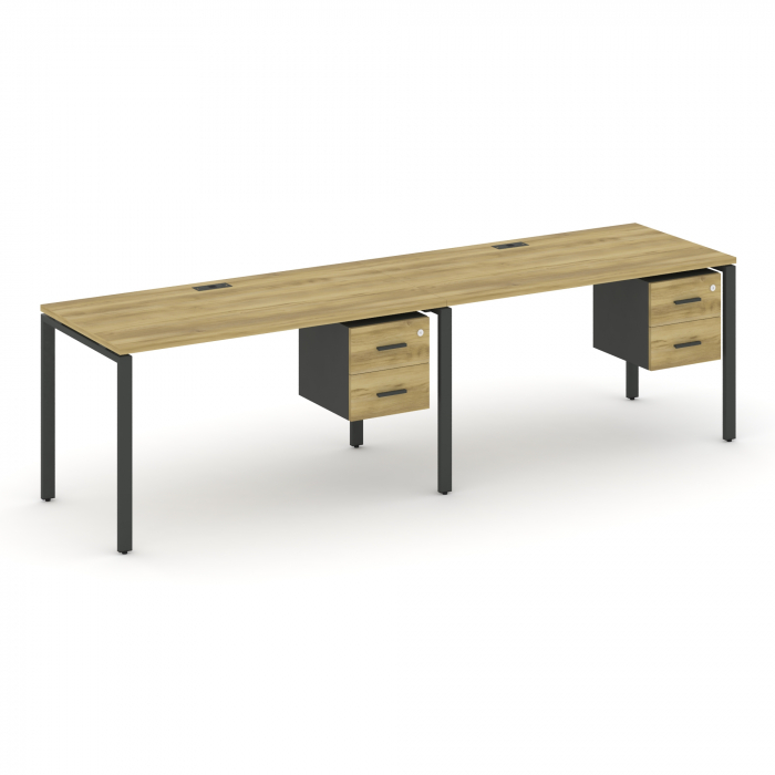 Concept Рабочая станция односторонняя с подвес. тумбами 2 места CN.ORS-114 A Дуб Винченцо/Антрацит/М