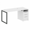 Metal System Quattro Рабочая станция с тумбой на О-образном м/к 40БО.РС-СТП-1.2 Белый/Металл Антраци
