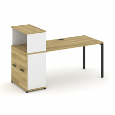 Concept Стол рабочий с опорным распаш. шкафом с надставкой низ. CN.SP-227 B Дуб Винченцо/Белый Брилл