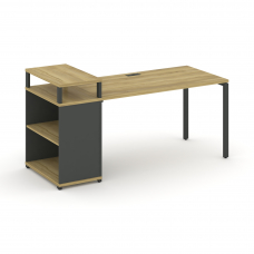 Concept Стол рабочий с опорным стеллажом с верх. горизонтом CN.SP-206 Дуб Винченцо/Антрацит/Металл
