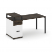 Concept Стол рабочий с 1 опорной тумбой CN.SP-414 B Дуб Мали/Белый Бриллиант/Металл Черный 1600*720*