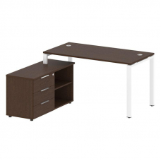 Metal System Рабочая станция с тумбой на П-образном м/к БП.РС-СТС-2.3 (L) Венге Цаво/Металл Белый 15