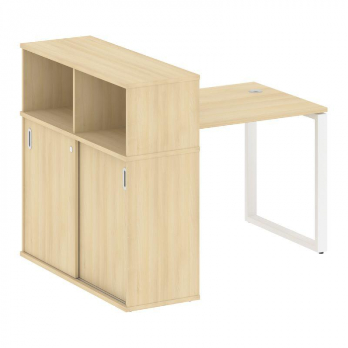 Метал Систем Стол письменный с шкафом-купе на О-образном м/к БО.РС-СШК-3.1 Т Акация Лорка/Металл Бел