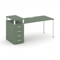 Concept Стол рабочий с 1 опорной тумбой CN.SP-410 W Кобо/Металл Белый 1600*720*917