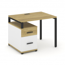 Concept Стол письменный с 1 опорной тумбой CN.SP-305 B Дуб Винченцо/Белый Бриллиант/Металл Черный 98