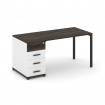 Concept Стол рабочий с 1 опорной тумбой CN.SP-402 B Дуб Мали/Белый Бриллиант/Металл Черный 1600*720*