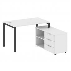 Metal System Рабочая станция с тумбой на П-образном м/к БП.РС-СТС-2.2 (R) Белый/Металл Антрацит 1300