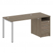 Metal System Рабочая станция с тумбой на П-образном м/к БП.РС-СТП-1.2 Вяз Благородный/Металл Серый 1