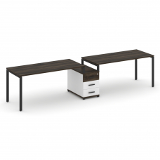 Concept Рабочая станция 2 места с 1 опорной тумбой CN.ORS-304 B Дуб Мали/Белый Бриллиант/Металл Черн