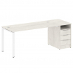 Metal System Рабочая станция с тумбой на П-образном м/к БП.РС-СТП-1.4 Дуб Наварра/Металл Белый 2012*