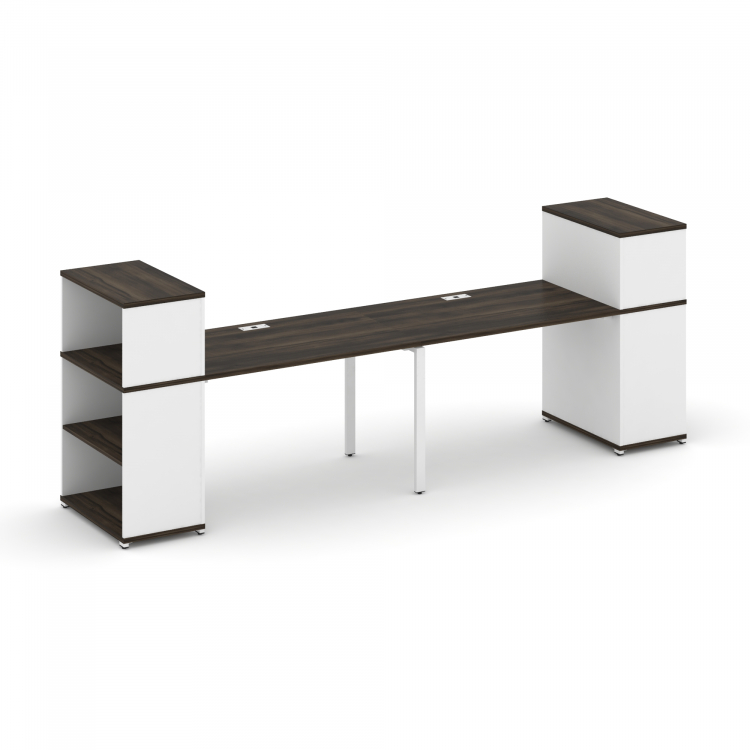 Concept Рабочая станция с опорными стеллажами с надставкой низ. CN.ORS-210 Дуб Мали/Белый Бриллиант/