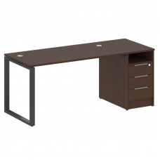 Metal System Рабочая станция с тумбой на О-образном м/к БО.РС-СТП-1.3 Венге Цаво/Металл Антрацит 181