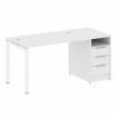 Metal System Quattro Рабочая станция с тумбой на П-образном м/к 50БП.РС-СТП-1.2 Белый/Металл Белый 1