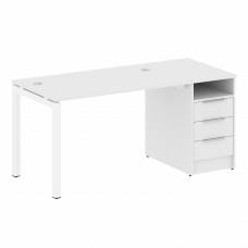 Metal System Quattro Рабочая станция с тумбой на П-образном м/к 50БП.РС-СТП-1.2 Белый/Металл Белый 1
