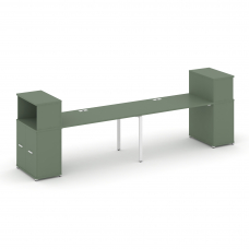 Concept Рабочая станция с опорными распаш. шкафами с надставкой низ. CN.ORS-228 W Кобо/Металл Белый