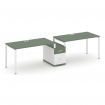 Concept Рабочая станция 2 места с 1 опорной тумбой CN.ORS-308 W Кобо/Белый Бриллиант/Металл Белый 30