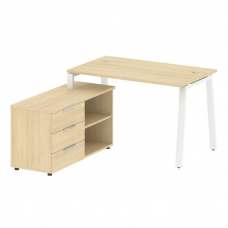 Metal System Рабочая станция с тумбой на А-образном м/к БА.РС-СТС-2.2 (L) Акация Лорка/Металл Белый