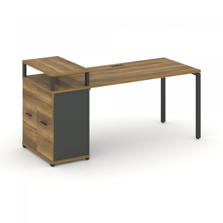 Concept Стол рабочий с опорным распаш. шкафом с верх. горизонтом CN.SP-221 A Сандал Янтарный/Антрац