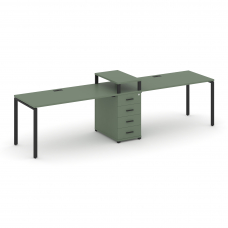 Concept Рабочая станция 2 места с 1 опорной тумбой CN.ORS-418 B Кобо/Металл Черный 2780*720*917