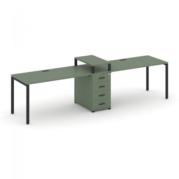 Concept Рабочая станция 2 места с 1 опорной тумбой CN.ORS-418 B Кобо/Металл Черный 2780*720*917