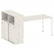 Metal System Стол письменный с шкафом-купе на П-образном м/к БП.РС-СШК-3.4 Т Дуб Наварра/Металл Белы