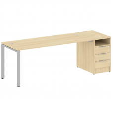 Metal System Рабочая станция с тумбой на П-образном м/к БП.РС-СТП-1.5 Акация Лорка/Металл Серый 2212