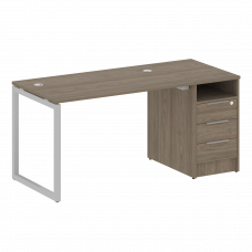 Metal System Quattro Рабочая станция с тумбой на О-образном м/к 40БО.РС-СТП-1.2 Вяз Благородный/Мета