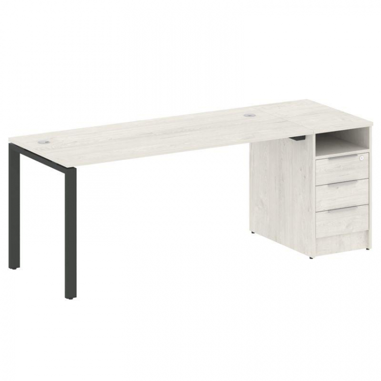 Metal System Рабочая станция с тумбой на П-образном м/к БП.РС-СТП-1.4 Дуб Наварра/Металл Антрацит 20