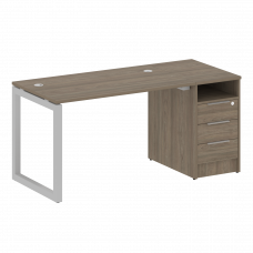 Metal System Quattro Рабочая станция с тумбой на О-образном м/к 50БО.РС-СТП-1.2 Вяз Благородный/Мета