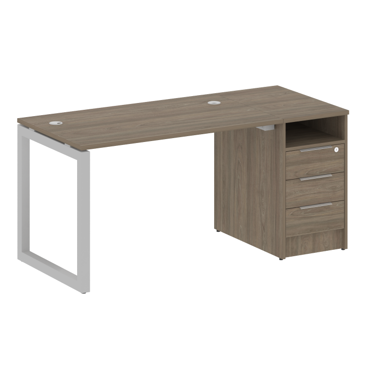 Metal System Quattro Рабочая станция с тумбой на О-образном м/к 50БО.РС-СТП-1.2 Вяз Благородный/Мета