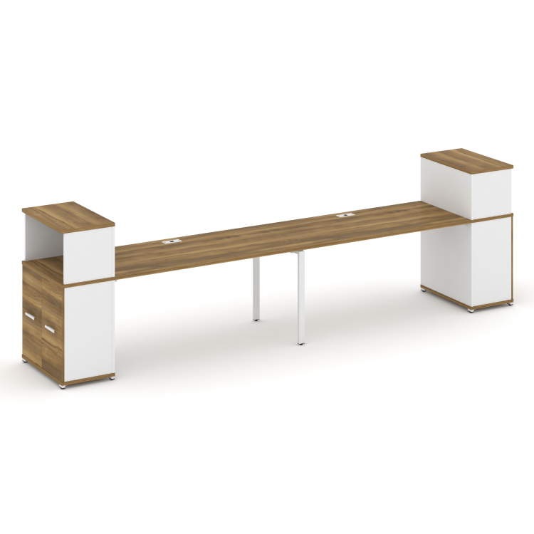 Concept Рабочая станция с опорными распаш. шкафами с надставкой низ. CN.ORS-228 W Сандал Янтарный/Бе