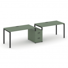 Concept Рабочая станция 2 места с 1 опорной тумбой CN.ORS-307 B Кобо/Металл Черный 2872*720*750