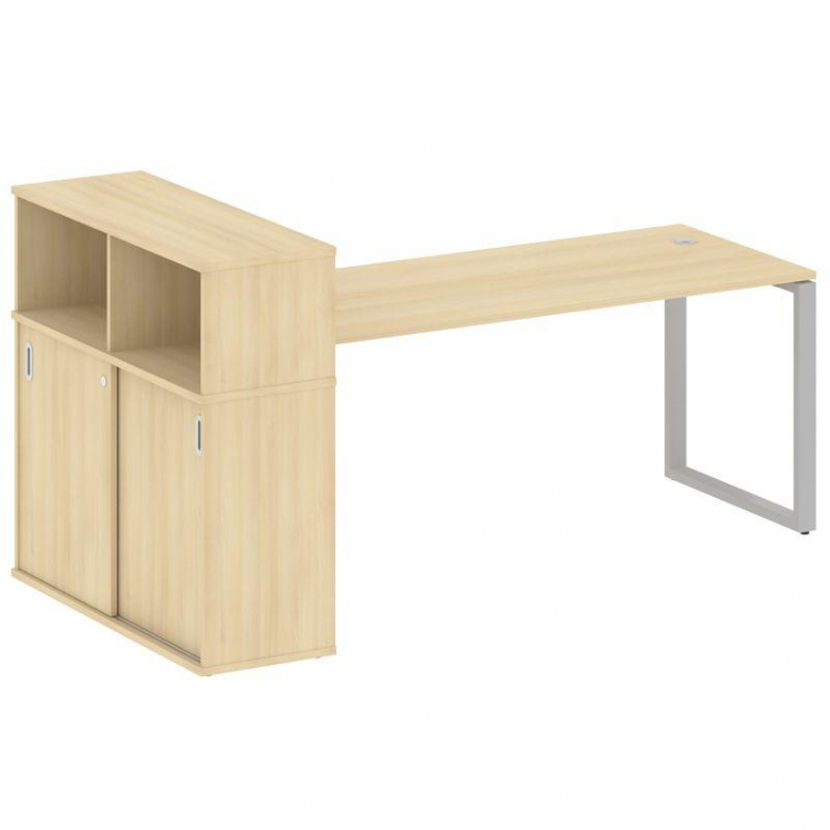 Metal System Стол письменный с шкафом-купе на О-образном м/к БО.РС-СШК-3.5 Т Акация Лорка/Металл Сер