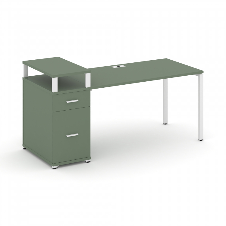 Concept Стол рабочий с 1 опорной тумбой CN.SP-414 W Кобо/Металл Белый 1600*720*917