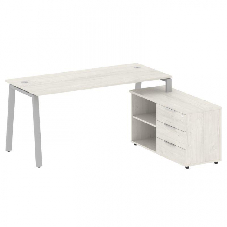 Metal System Рабочая станция с тумбой на А-образном м/к БА.РС-СТС-2.4 (R) Дуб Наварра/Металл Серый 1