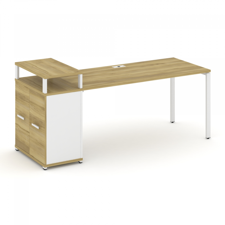 Concept Стол рабочий с опорным распаш. шкафом с верх. горизонтом CN.SP-224 W Дуб Винченцо/Белый Бри