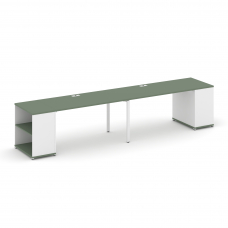 Concept Рабочая станция с опорными стеллажами CN.ORS-202 Кобо/Белый Бриллиант/Металл Белый 3200*720*