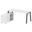 Metal System Рабочая станция с тумбой на А-образном м/к БА.РС-СТС-2.4 (L) Белый/Металл Антрацит 1700