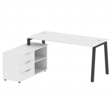 Metal System Рабочая станция с тумбой на А-образном м/к БА.РС-СТС-2.4 (L) Белый/Металл Антрацит 1700