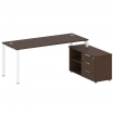 Metal System Рабочая станция с тумбой на П-образном м/к БП.РС-СТС-2.5 (R) Венге Цаво/Металл Белый 19