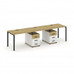 Concept Рабочая станция 3 места с 2 опорными тумбами CN.ORS-333 B Дуб Винченцо/Белый Бриллиант/Метал