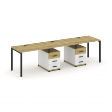 Concept Рабочая станция 3 места с 2 опорными тумбами CN.ORS-333 B Дуб Винченцо/Белый Бриллиант/Метал